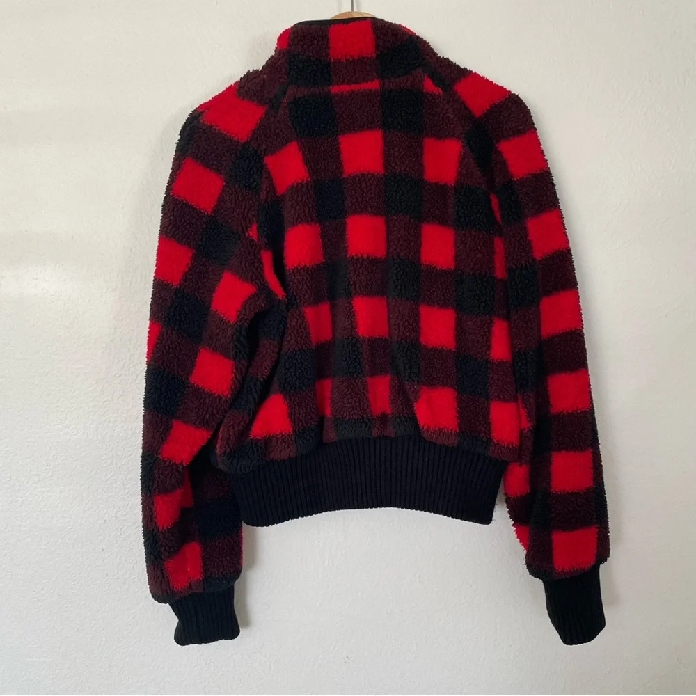 Mother denim the funnel neck bomber jacket buffalo plaid M - Picture 8 of 16